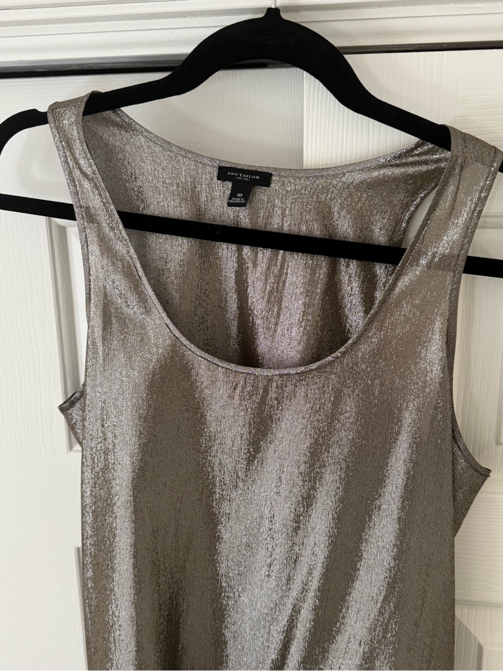 Ann Taylor Silver Metallic Scoop Neck Tank